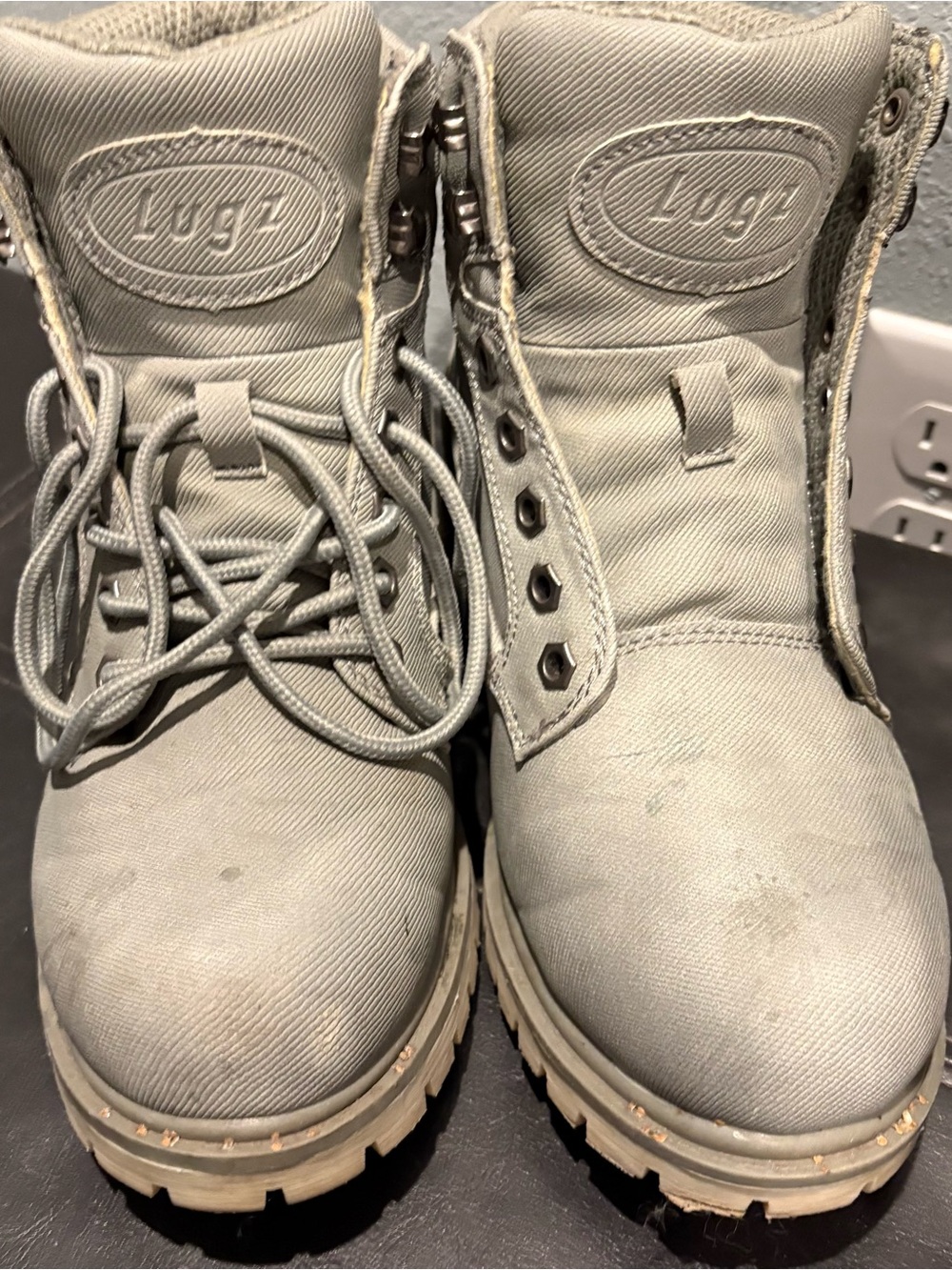 Lugz Women's Light Gray Lace-Up Work Boots